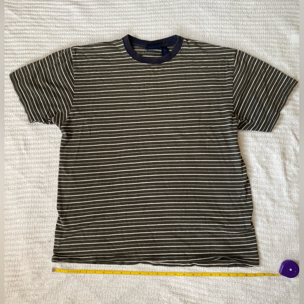 Puritan Striped T-Shirt Large Beige & Green Stripes